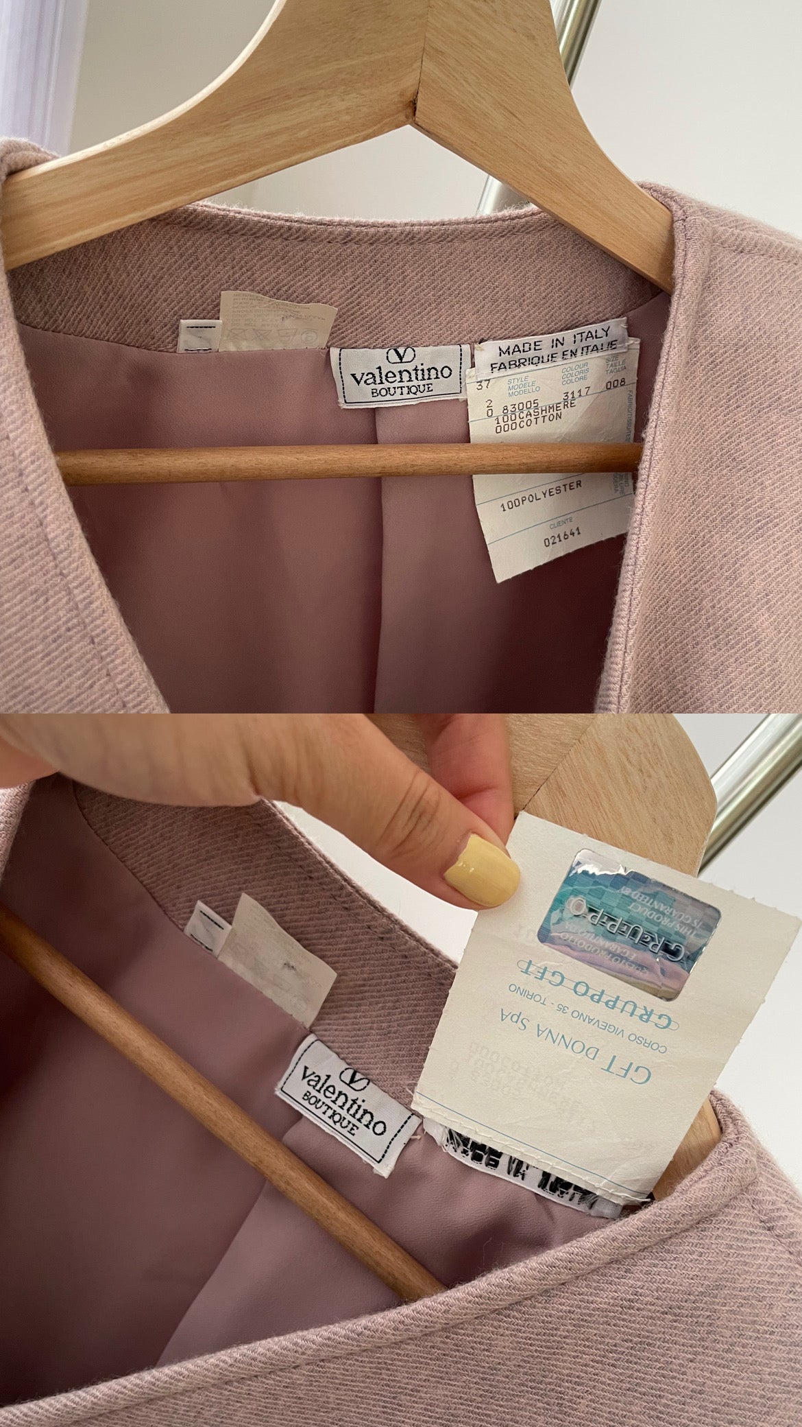 Vintage 1980s Valentino 100% Cashmere Skirt Suit in Soft Mauve - X-Small
