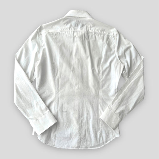 DSQUARED2 White Button Up Black Beaded Placket Dress Shirt - Large