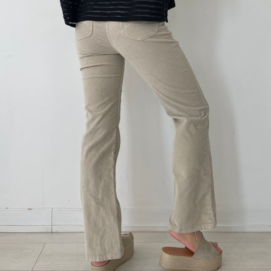 Liv-a-Little Kick Flare Khaki Beige Corduory Jeans - Medium/W28