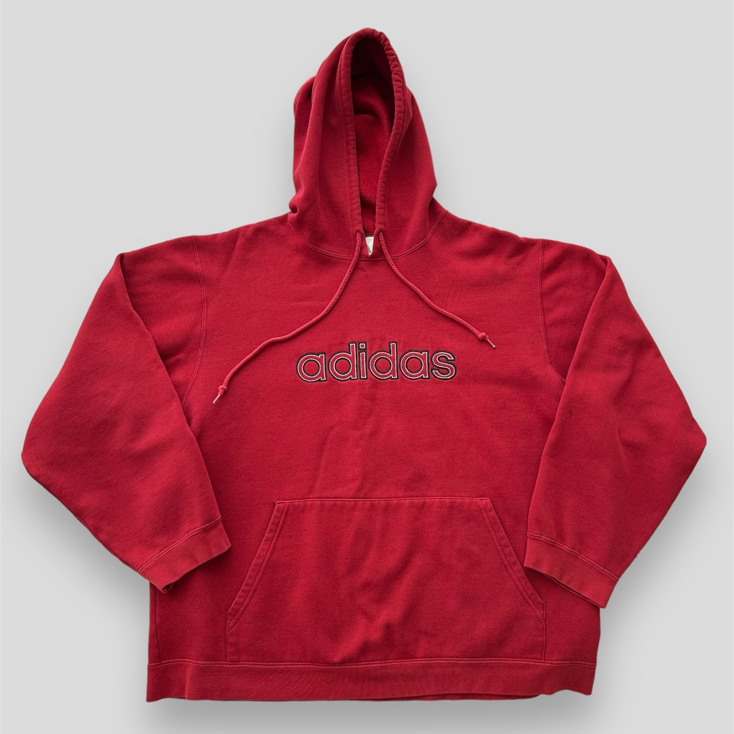 Vintage Made in Canada Adidas Red Spell Out Hoodie - Large