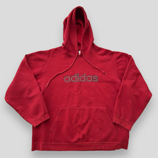 Vintage Made in Canada Adidas Red Spell Out Hoodie - Large