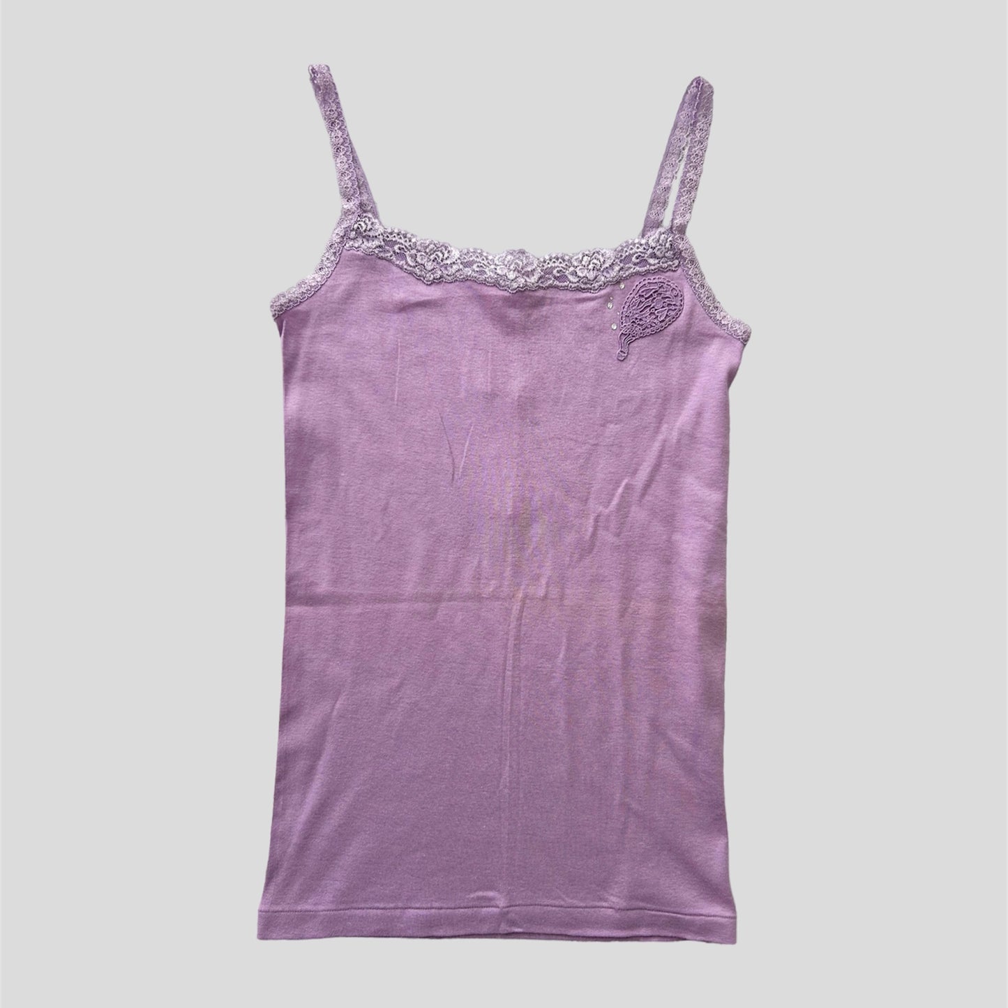 BNWT Japanese Designer Tsumori Chisato Lilac Lace Trim Cami Top - Small/Medium
