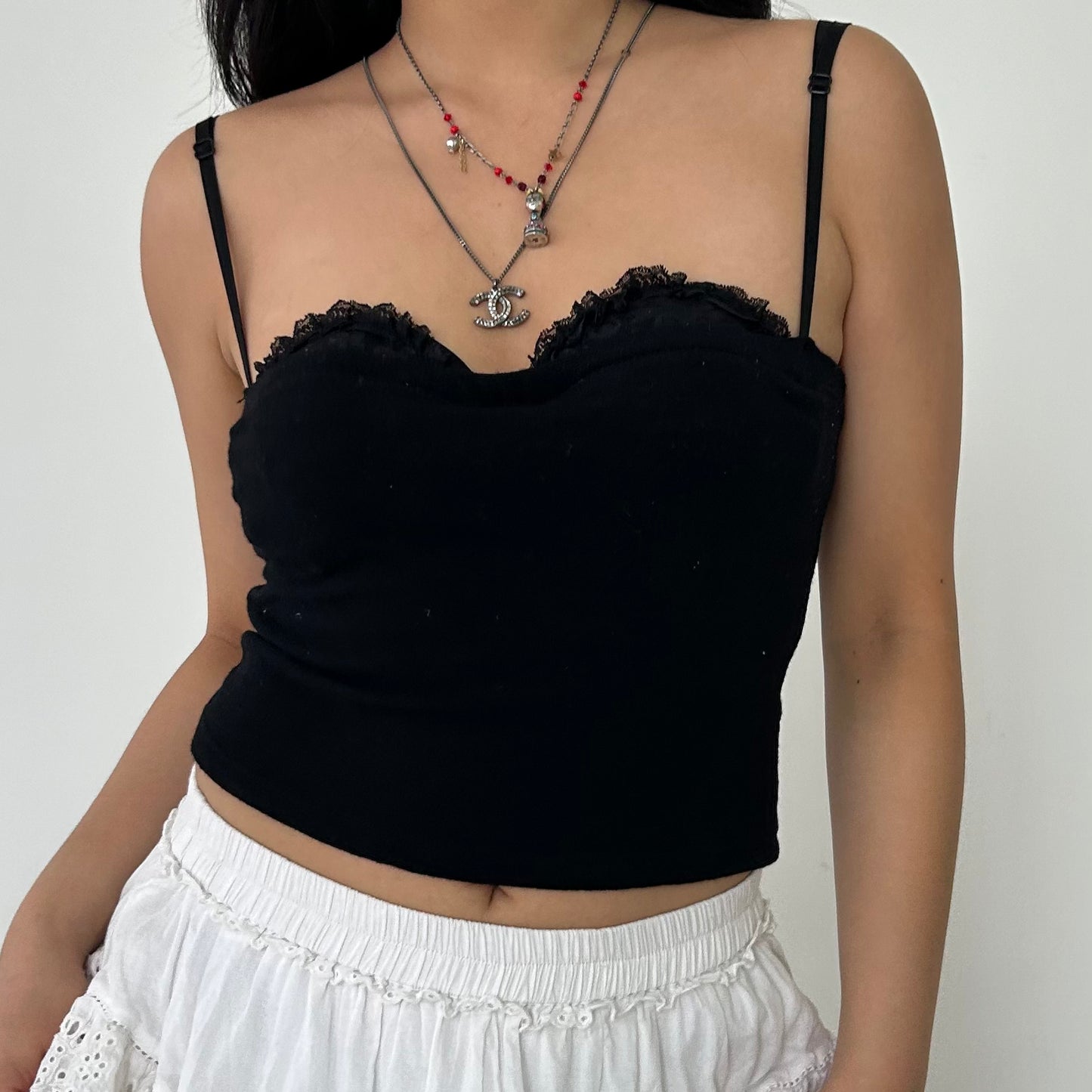 Vintage Andrea Rosati Black Wool Blend Exposed Bra Top