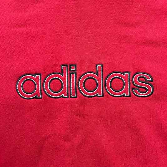 Vintage Made in Canada Adidas Red Spell Out Hoodie - Large
