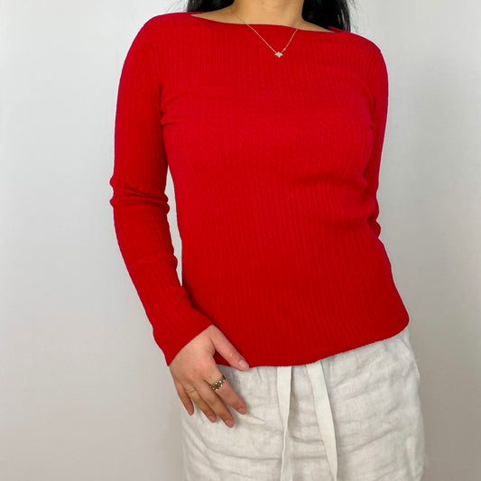 Red Tommy Hilfiger Boat Neck Jumper - Zoehify