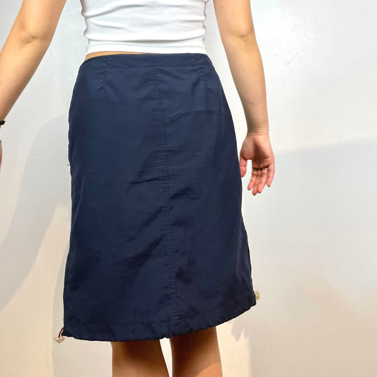 Navy Drawstring and Toggle Midi Skirt - Zoehify