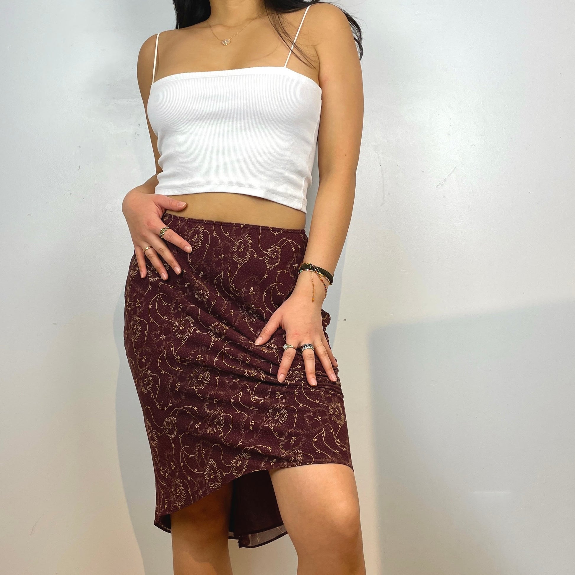 Burgundy Midi Skirt - Zoehify
