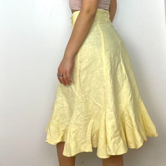 Pastel Yellow Midi Skirt - Zoehify