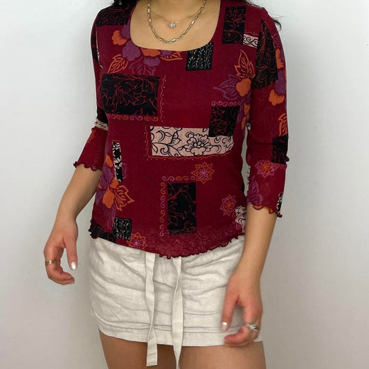 Red Long Sleeved Mesh Top - Zoehify