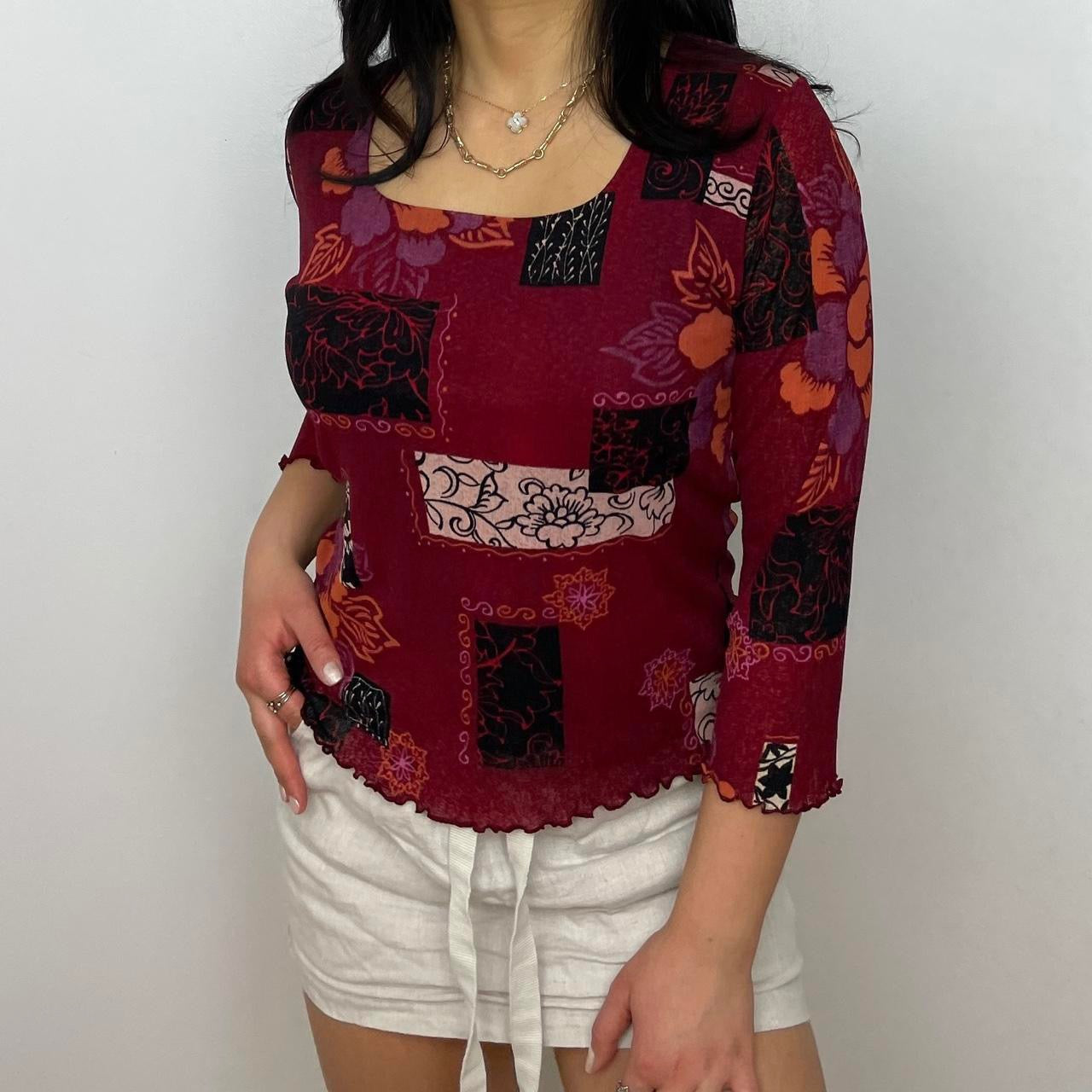 Red Long Sleeved Mesh Top - Zoehify