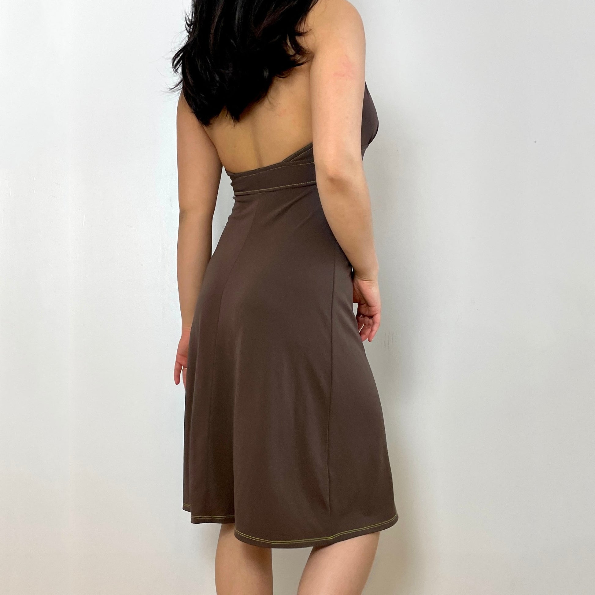 BCBG Brown Halter Neck Dress - Zoehify