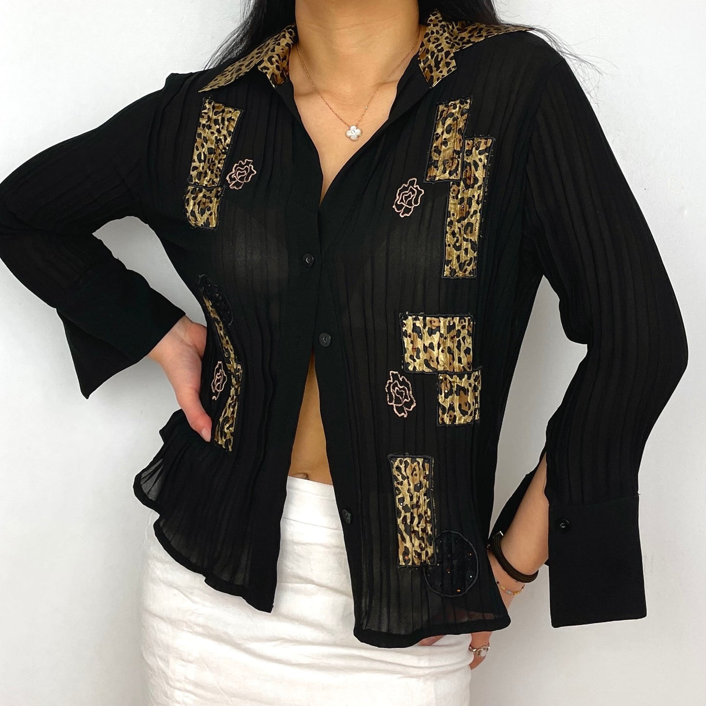 Black Leopard Print Button Up - Zoehify