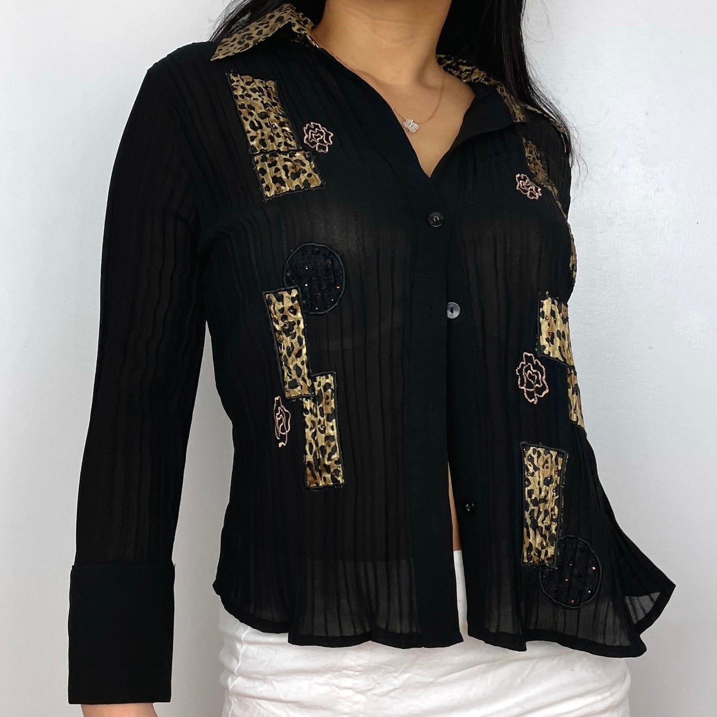 Black Leopard Print Button Up - Zoehify
