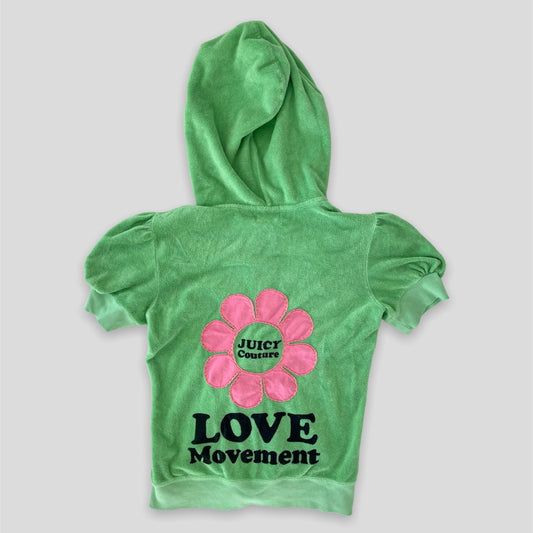 Juicy Couture Green Short Sleeve Terry Towel Hoodie - Small