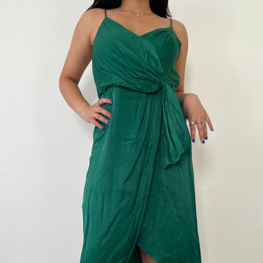 BNWT Anthropologie Green Satin Midi Dress - Zoehify