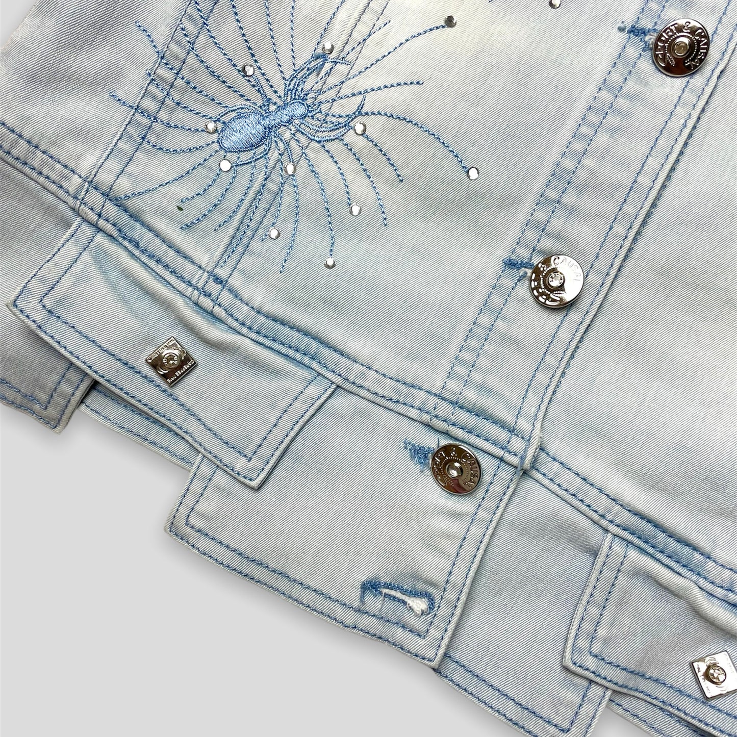 Embroidered Denim Short Sleeved Shirt - Zoehify