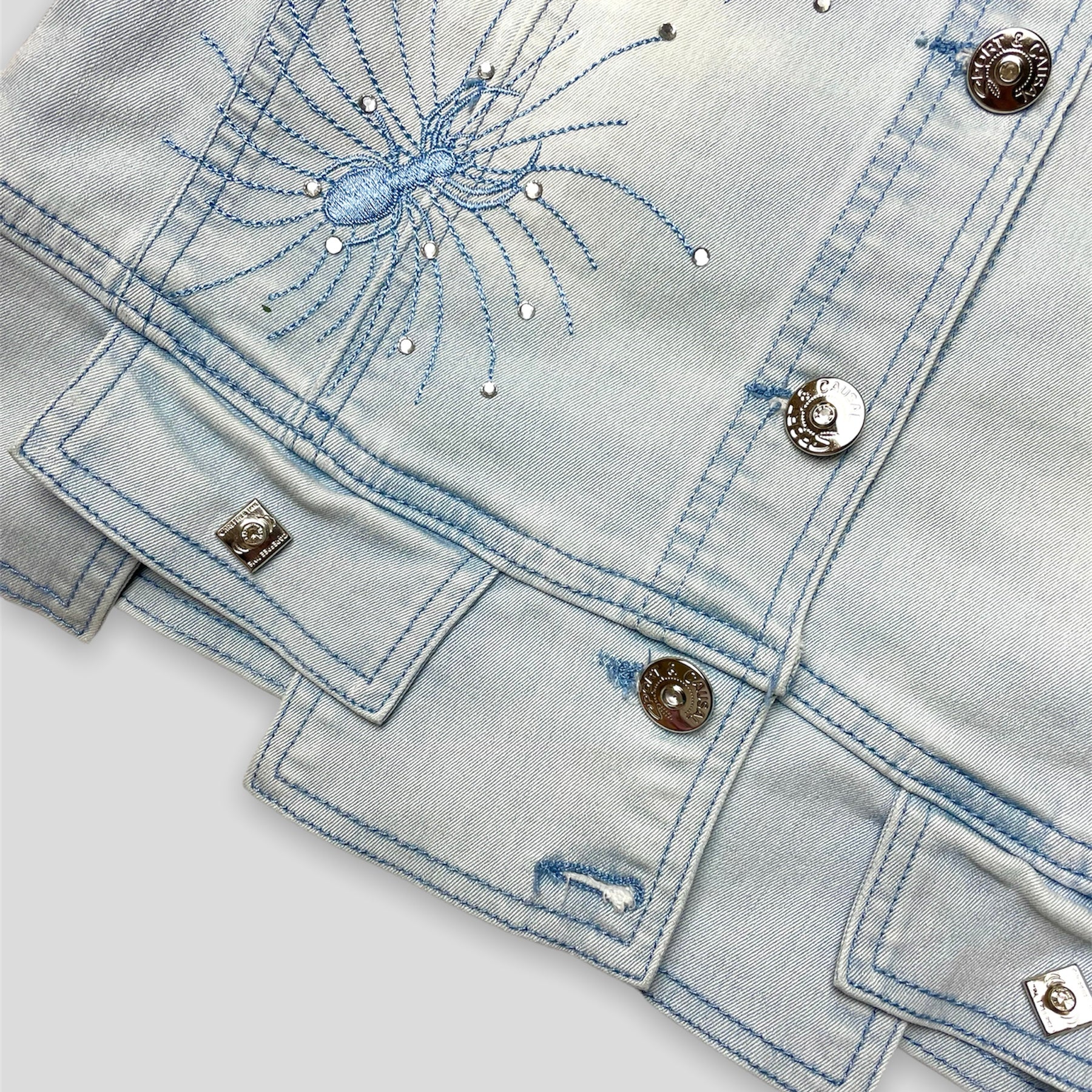 Embroidered Denim Short Sleeved Shirt - Zoehify
