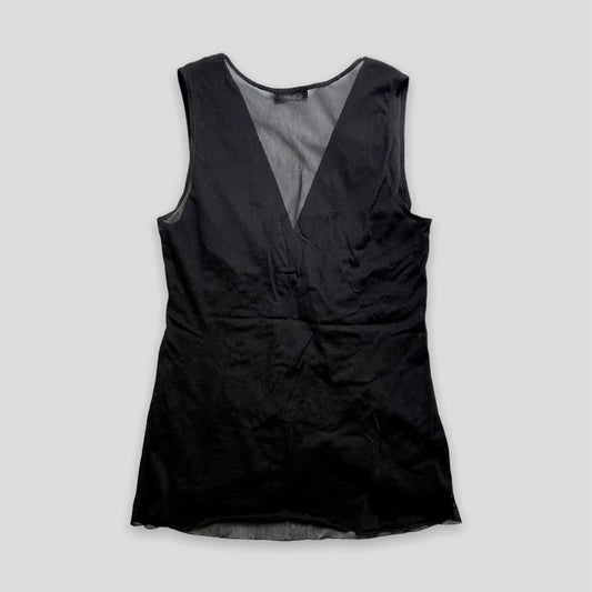 Y2K Black Beaded Mesh Top - Zoehify