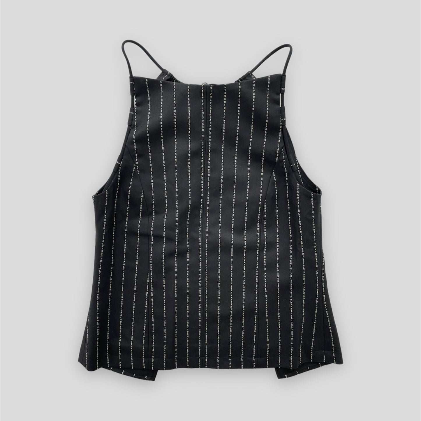 1017 ALYX 9SM Wool & Cashmere Black Pinstripe Open Back Halter Top - X-Small