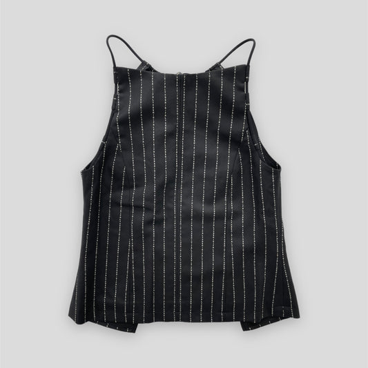 1017 ALYX 9SM Wool & Cashmere Black Pinstripe Open Back Halter Top - X-Small