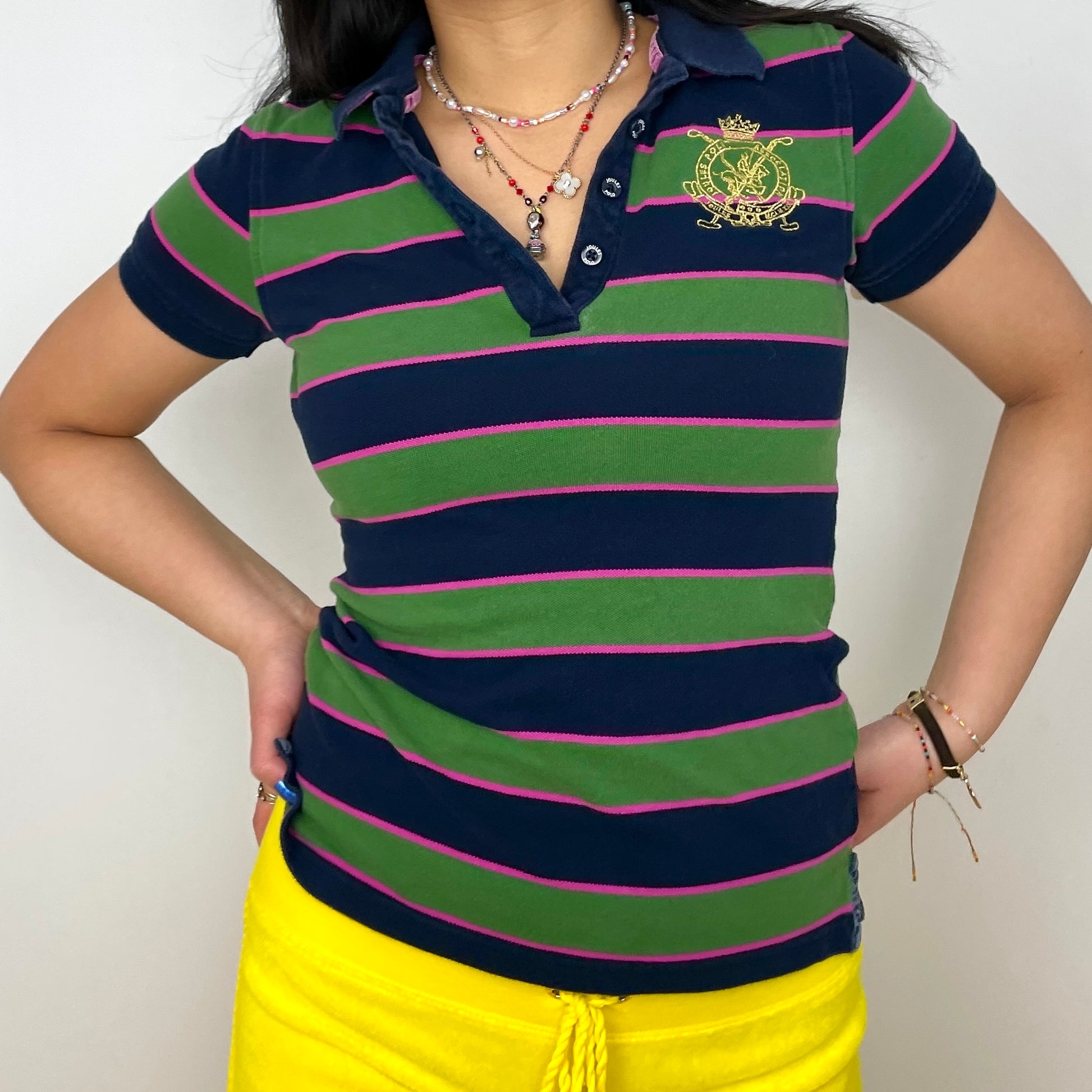 Green and Navy Striped Polo Tee - Zoehify