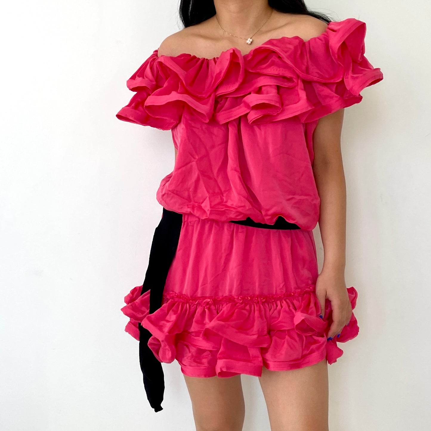 BNWT 2010 Lanvin X H&M Hot Pink Ruffle Dress - Zoehify