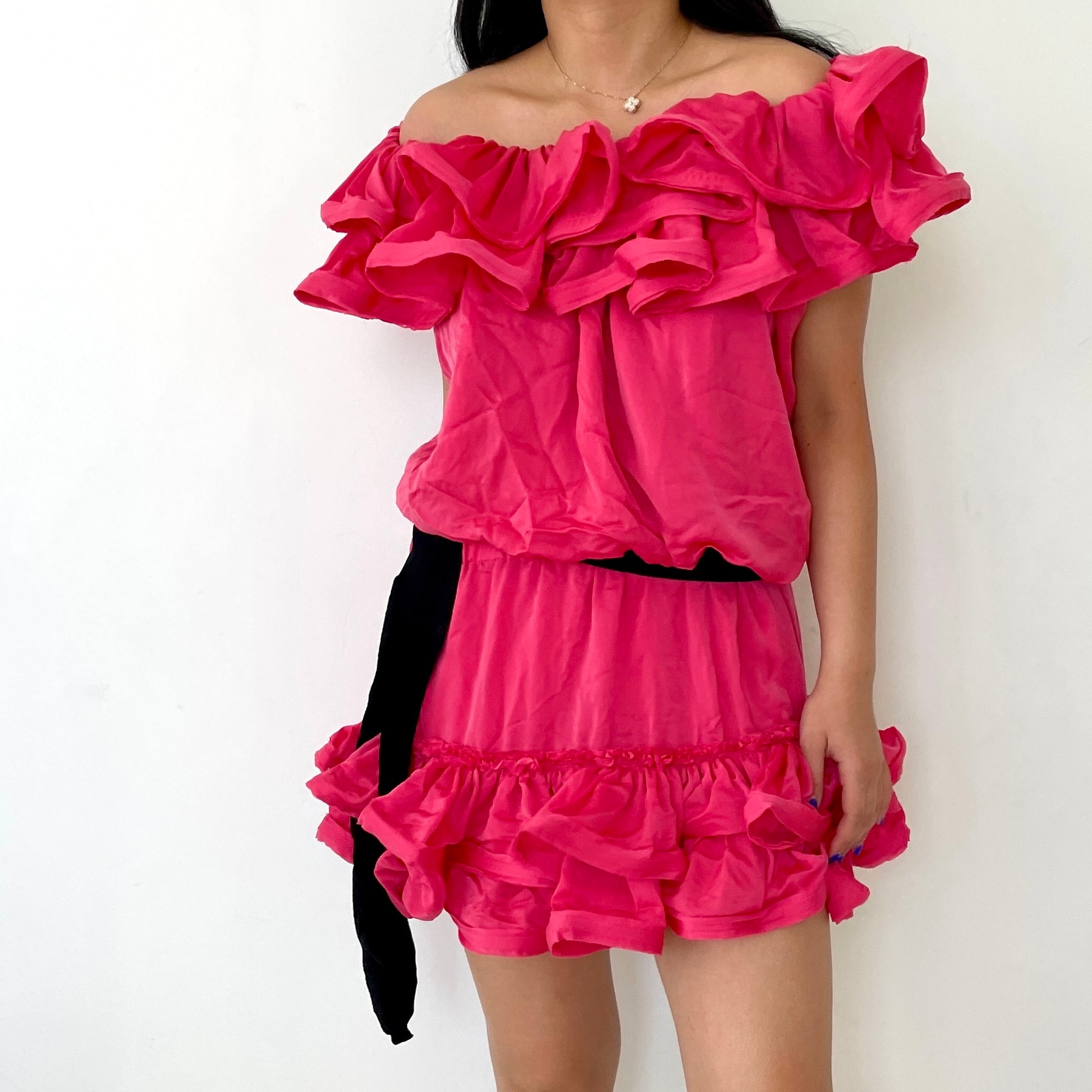 BNWT 2010 Lanvin X H&M Hot Pink Ruffle Dress - Zoehify