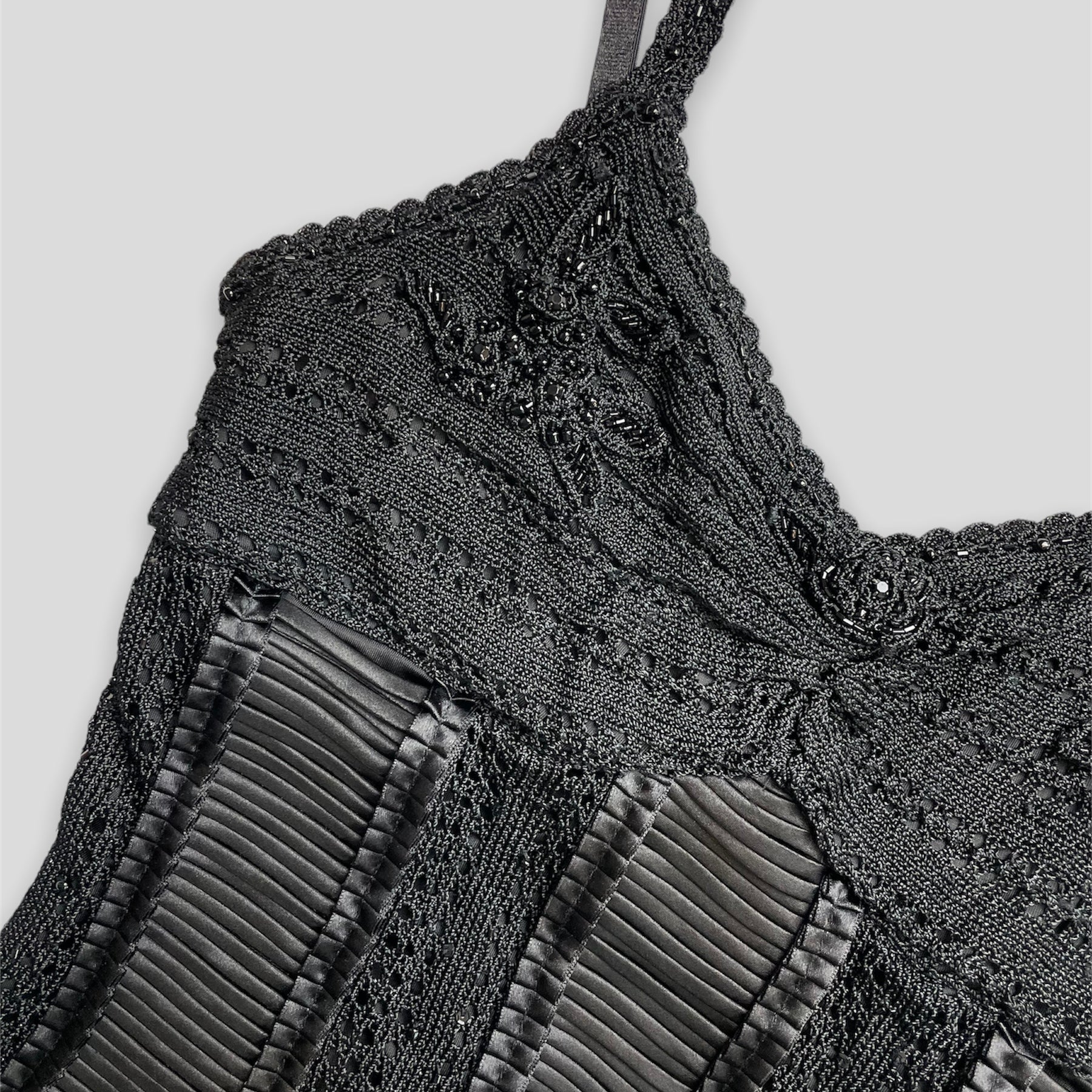 Black Beaded Crochet Top - Zoehify