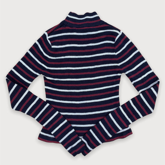 Striped Mock Neck Top - Zoehify