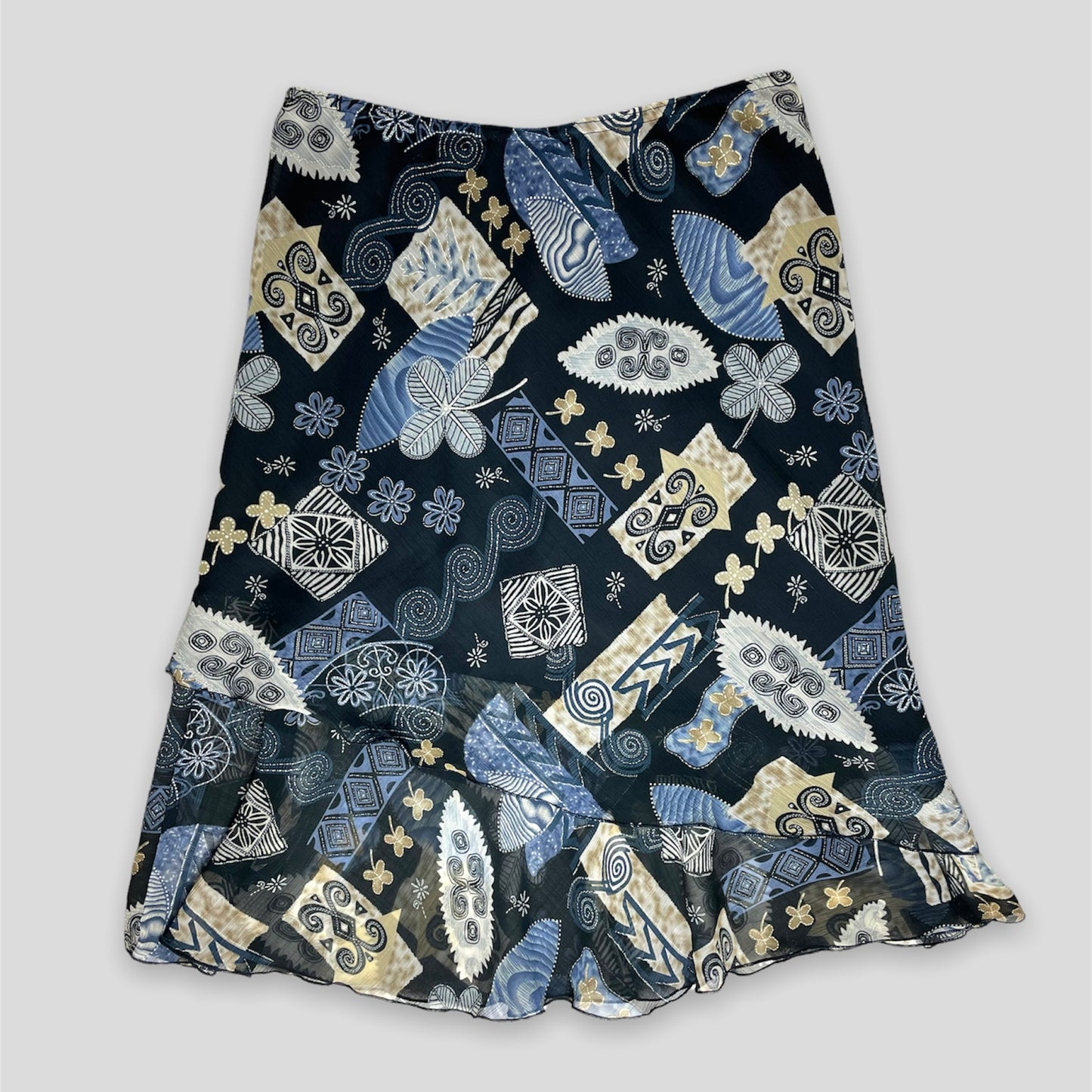 Navy Patterned Midi Skirt - Zoehify