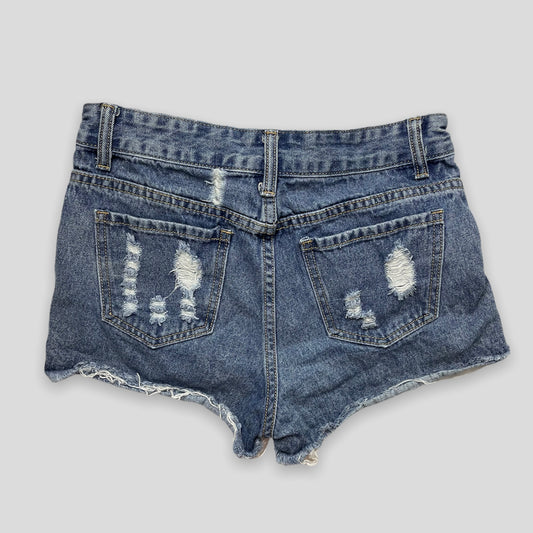 Ripped High Waisted Jean Shorts - Zoehify