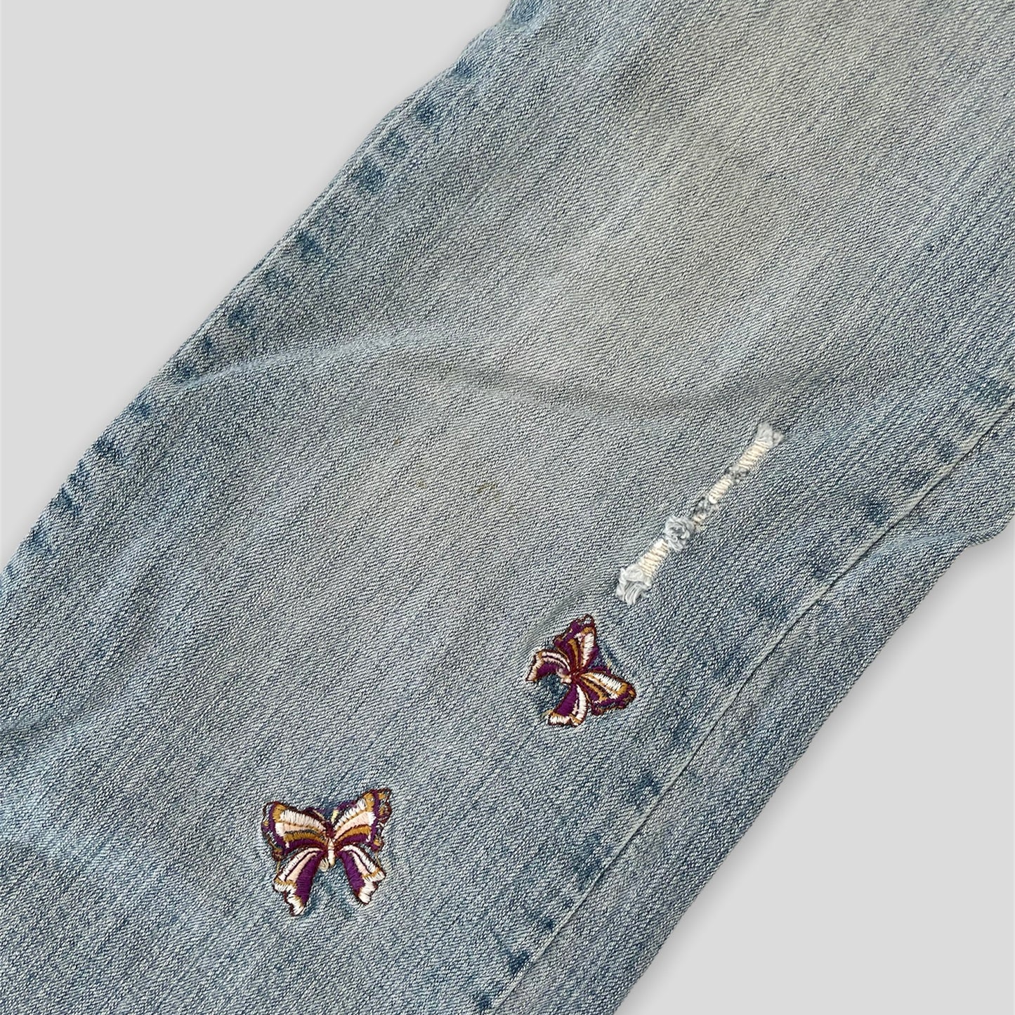 725 Originals Blue Flared Butterfly Embroidered Jeans - W34/L30