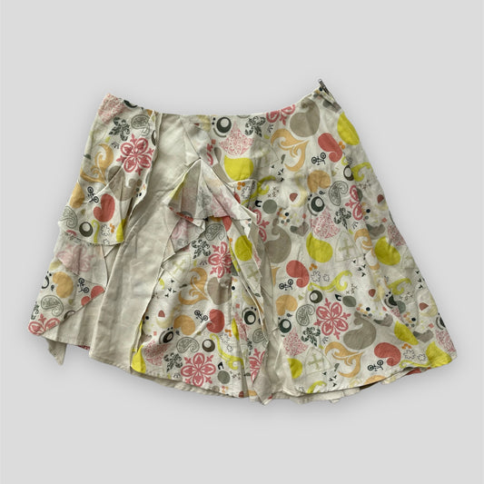Nozomi Ishiguro Pale Beige Cotton Deconstructed Patterned Skirt - Small