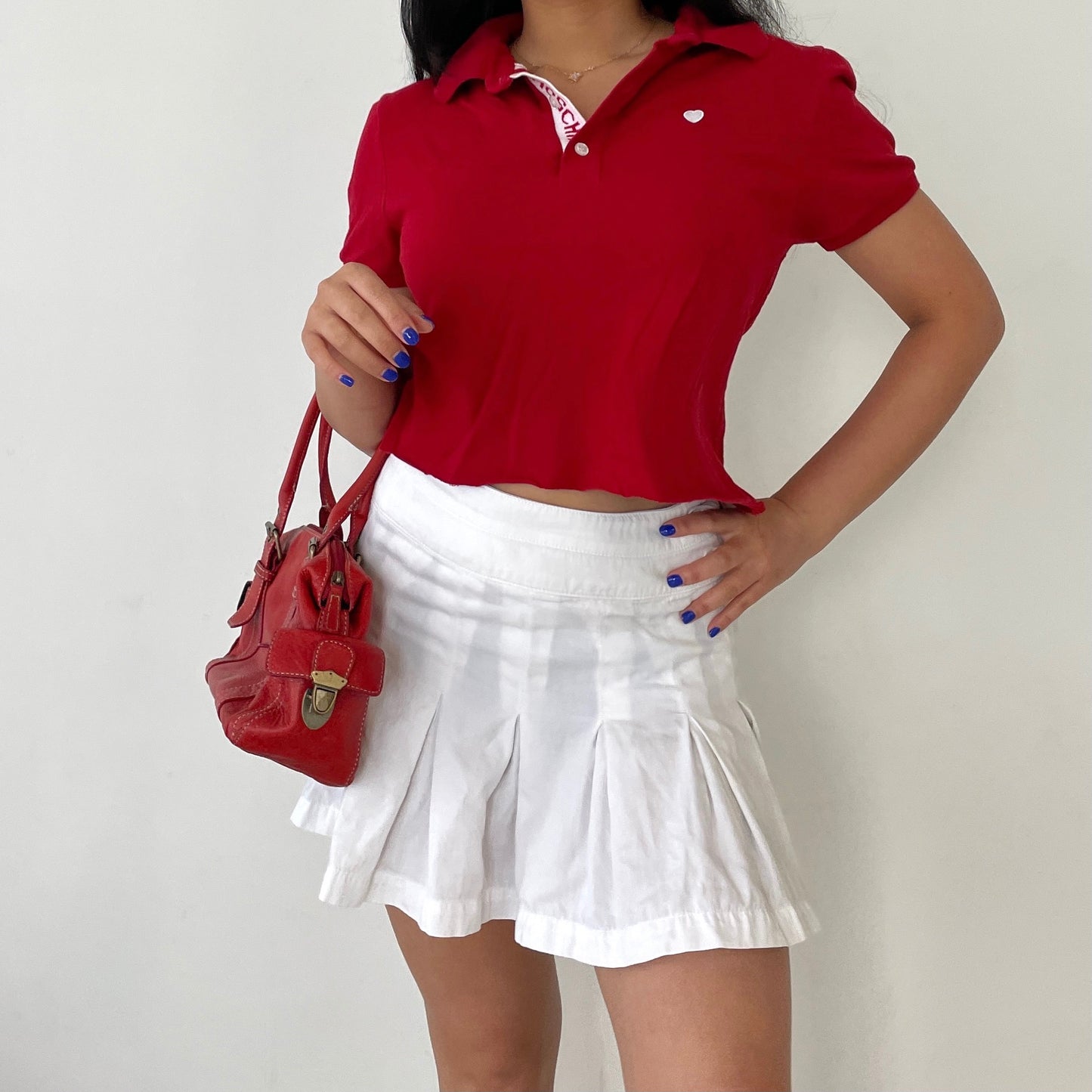 Red Cropped Polo Collared Tee - Zoehify