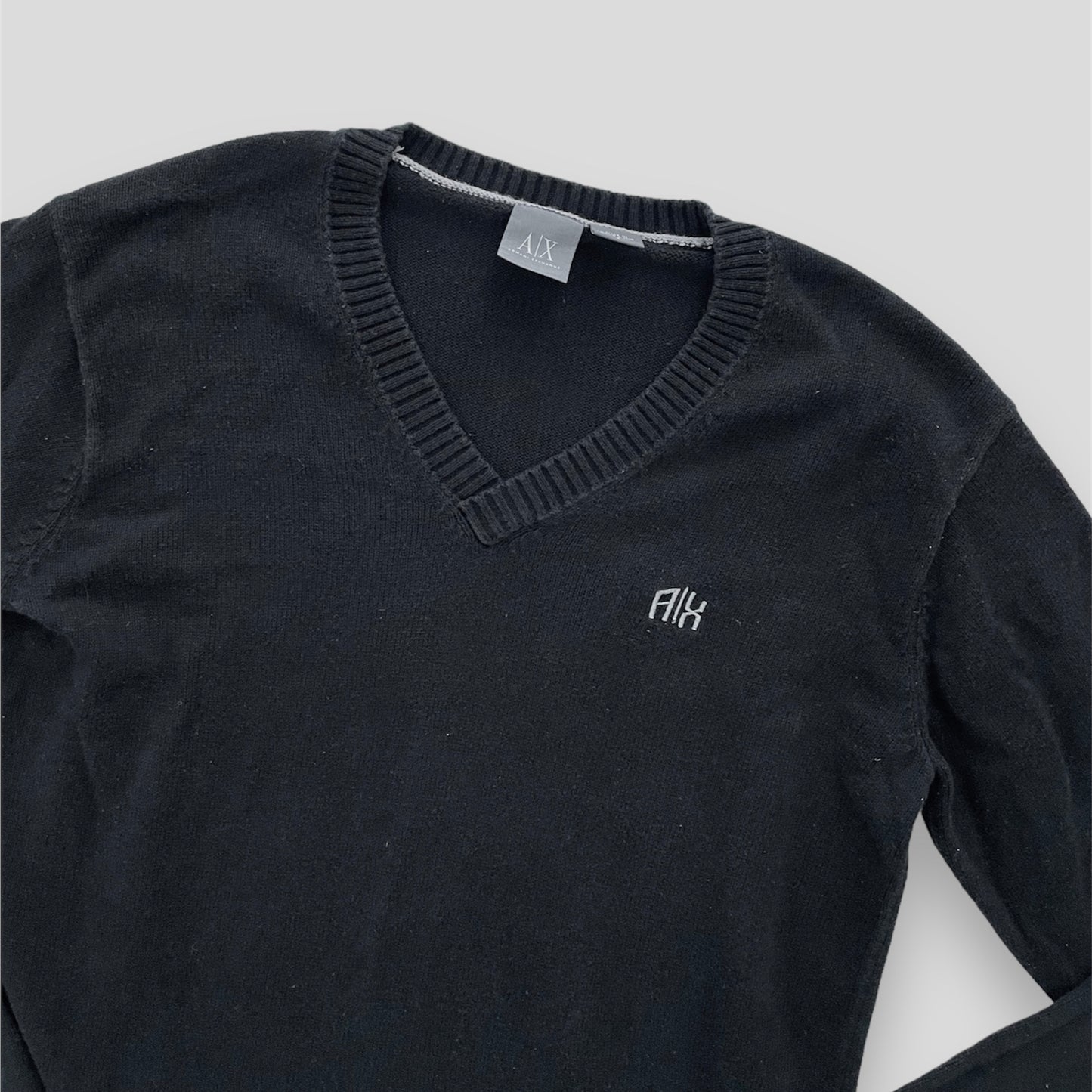 Armani Exchange Black V-Neck Knit Sweater - Men's Small