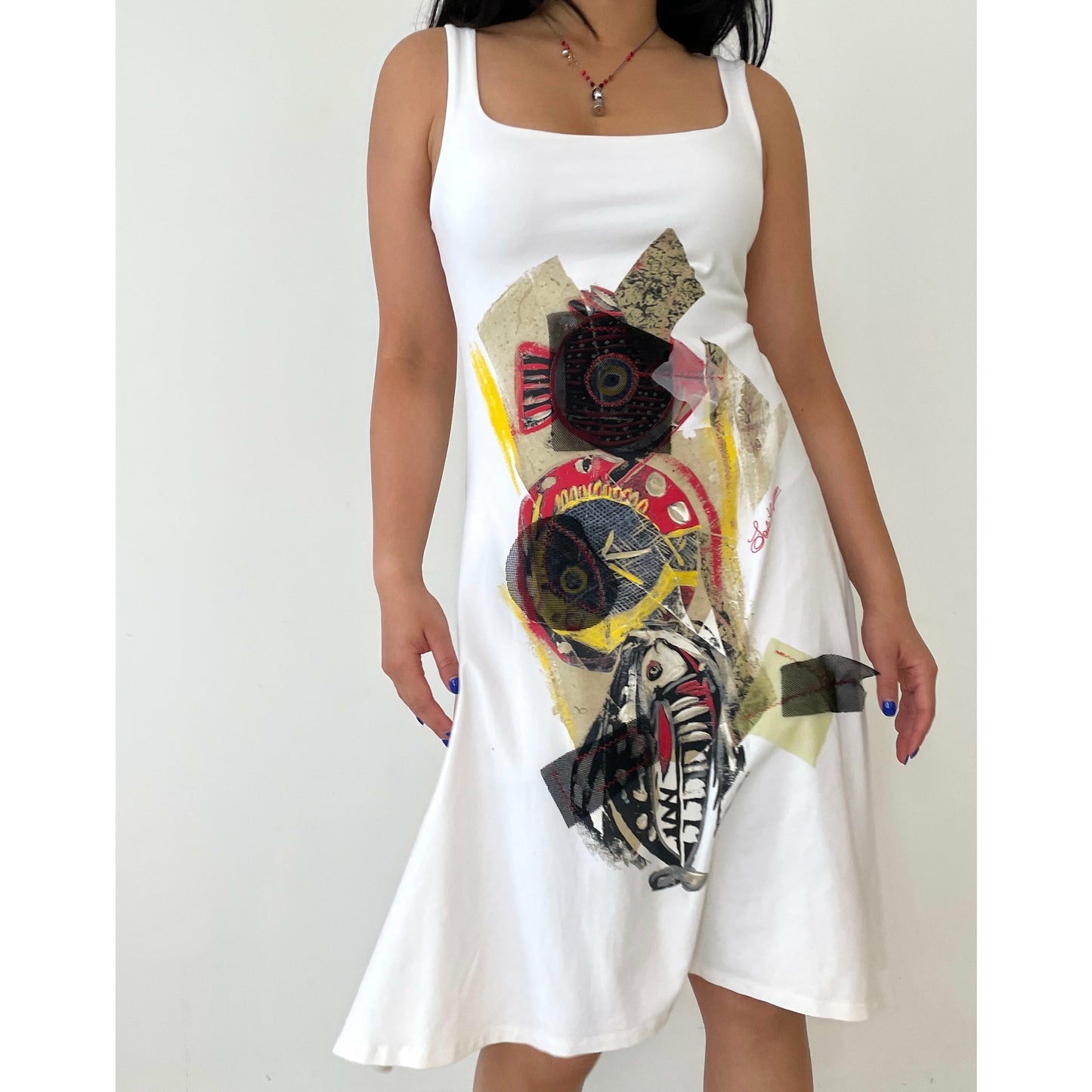 White Patchwork Save The Queen Dress - Zoehify