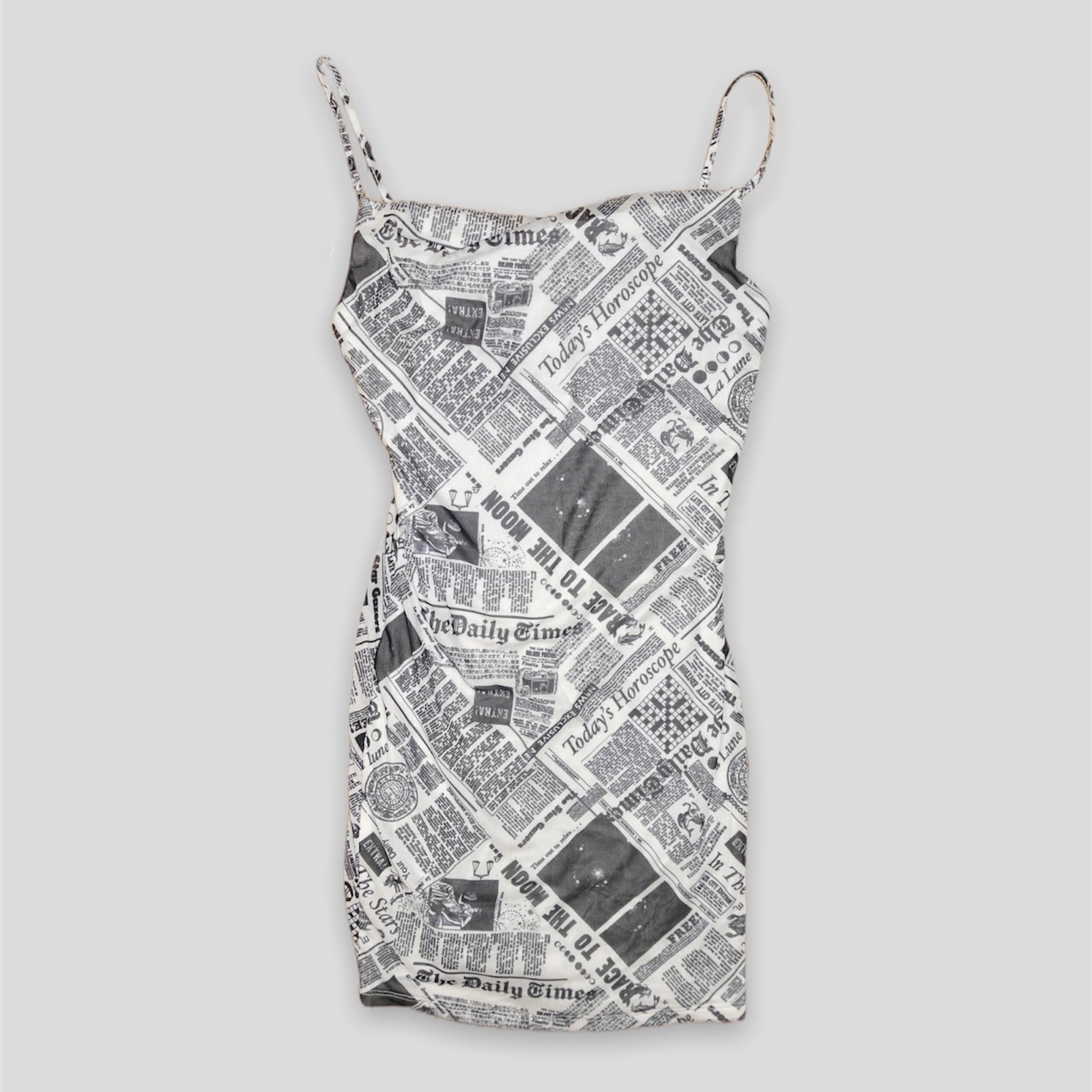 knee length dresses for ladies Newspaper Print Dress
