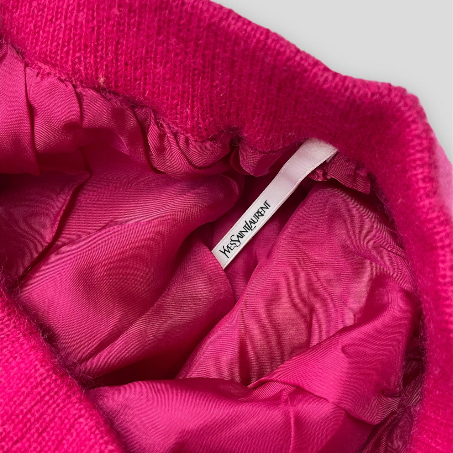 Vintage 1990s Yves Saint Laurent Hot Pink Mohair, Silk, and Wool Midi Skirt - X-Small