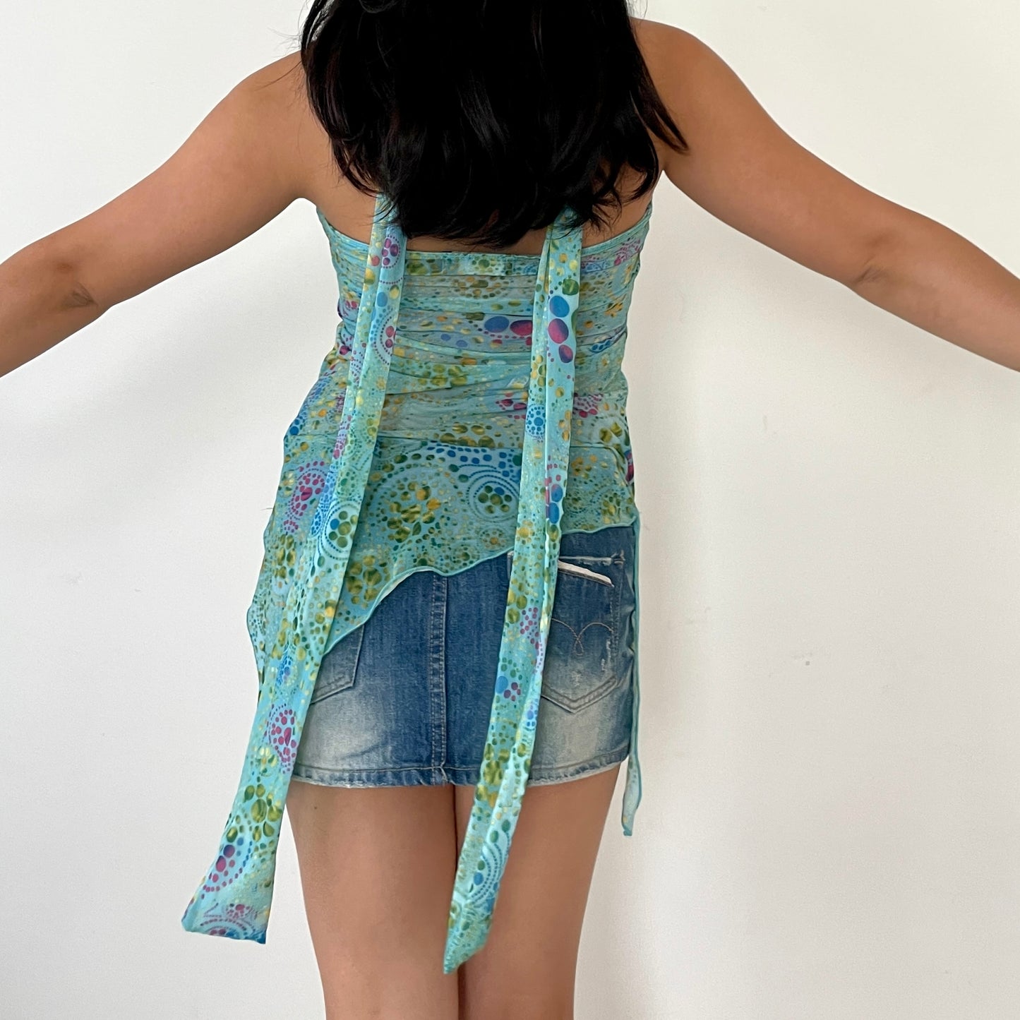 Blue Halter Tie Neck Top - Zoehify