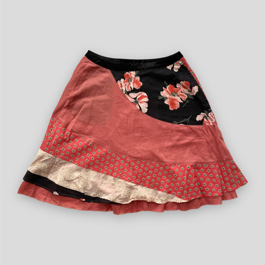 Nozomi Ishiguro Tambourine Pink Multi-Fabric Patchwork Skirt - X-Small