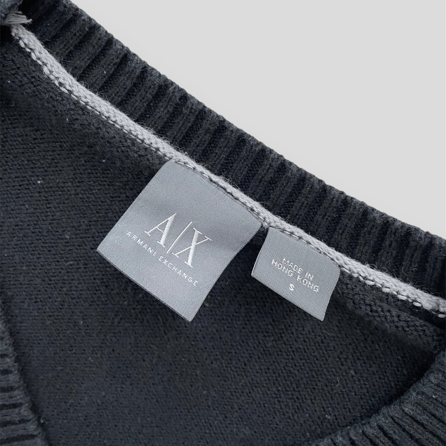 Armani Exchange Black V-Neck Knit Sweater - Men's Small