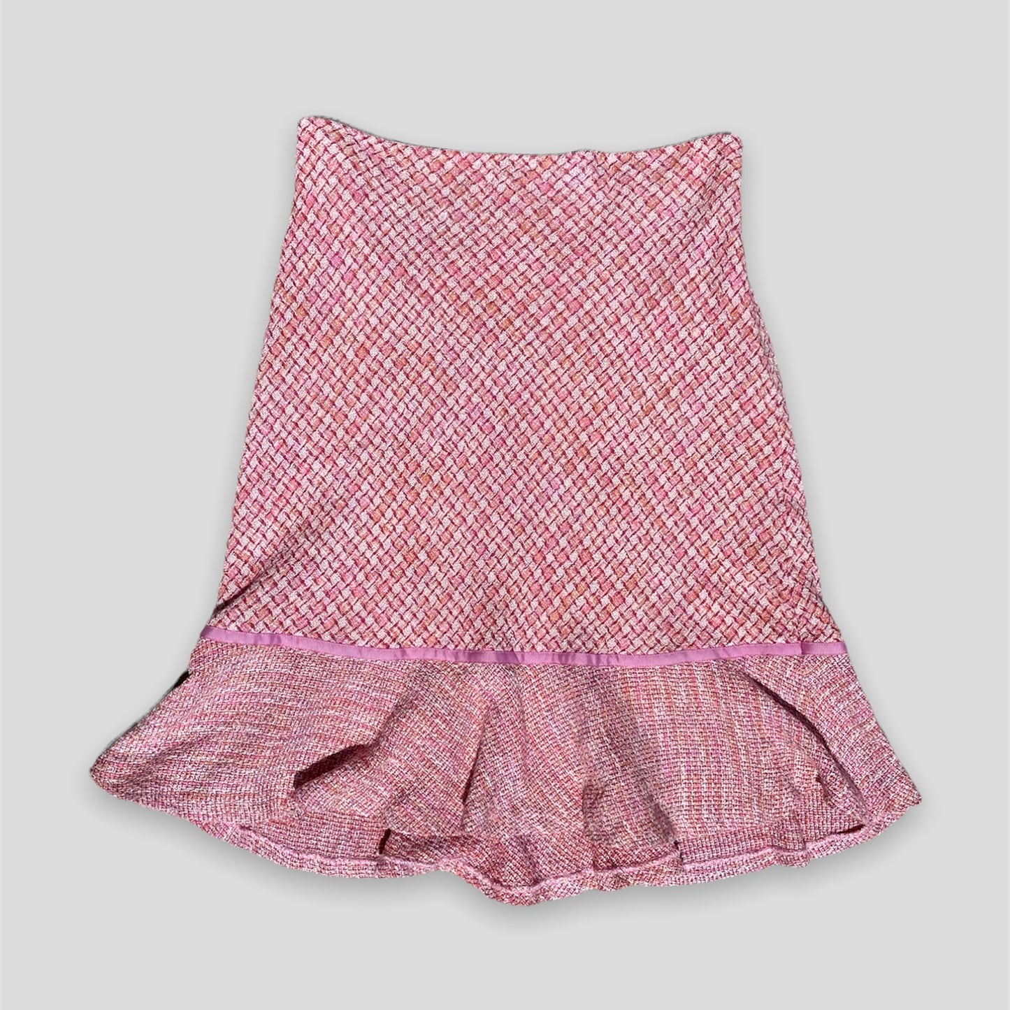 Pink Checked Tweed Skirt - Zoehify