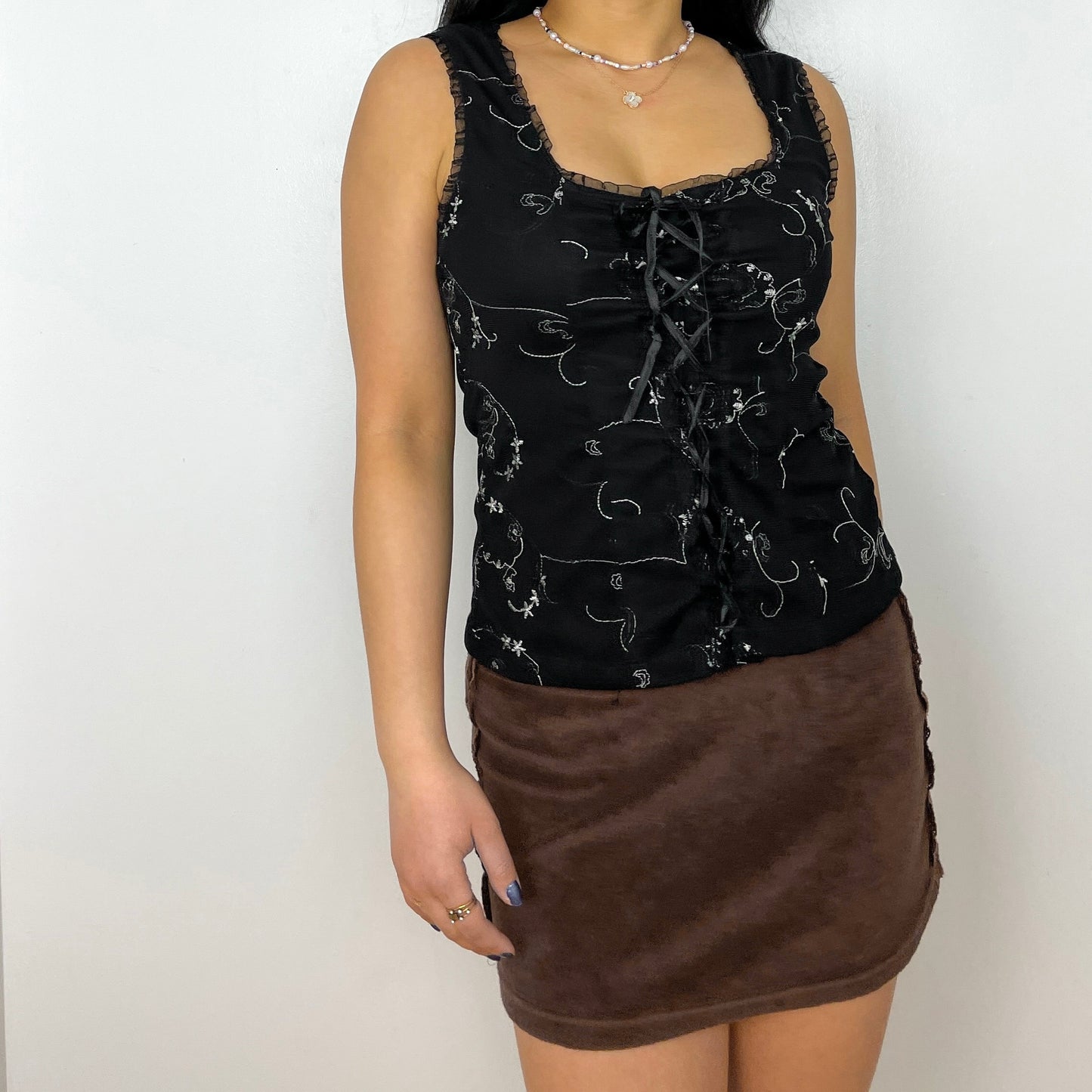 Black Lace Front Corset Tank - Zoehify