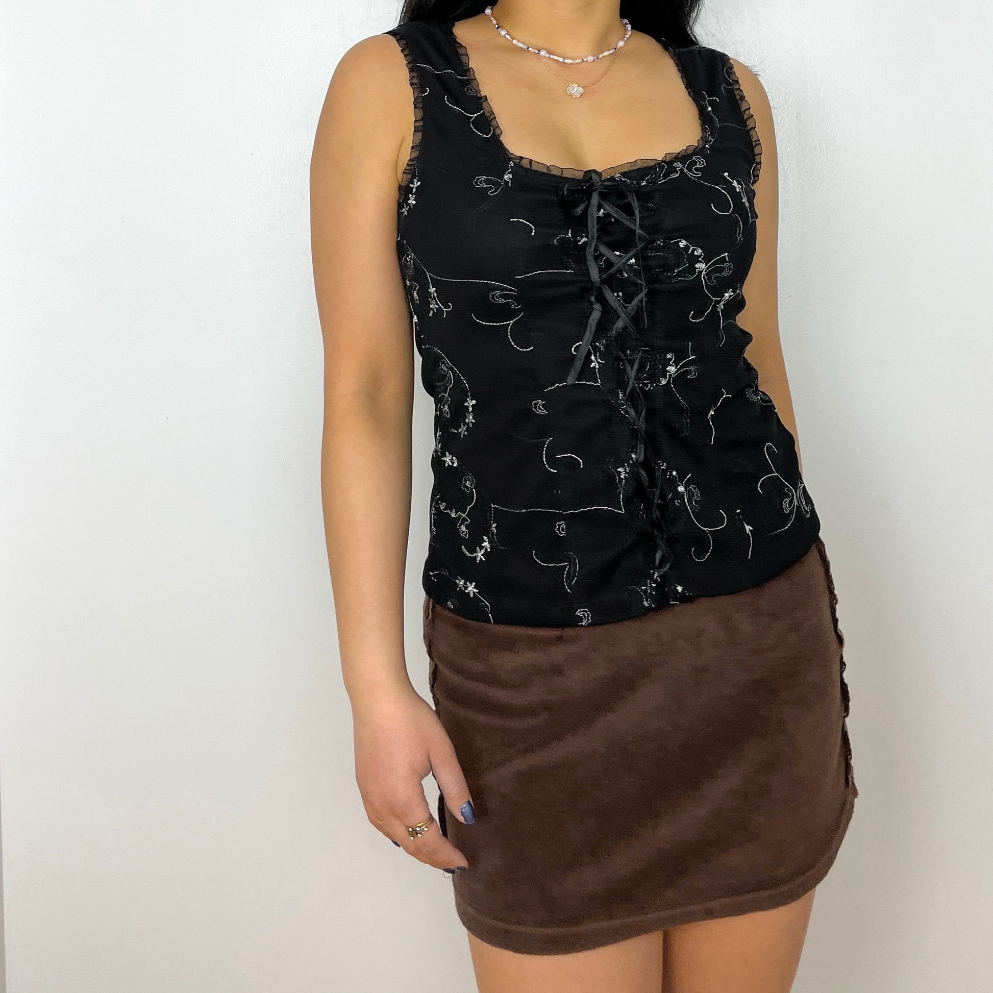 Black Lace Front Corset Tank - Zoehify