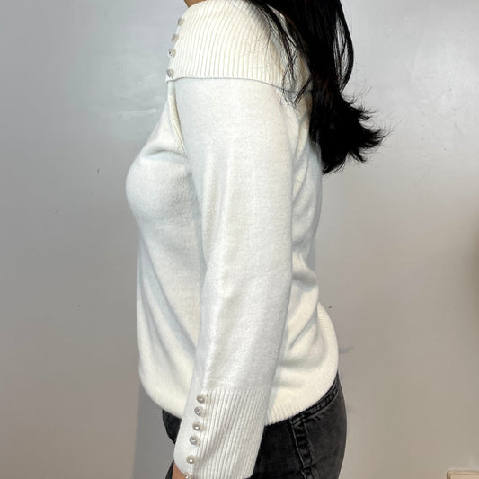 White Boat Neck Jumper - Zoehify