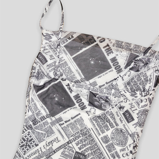 Newspaper Print Dress - Zoehify