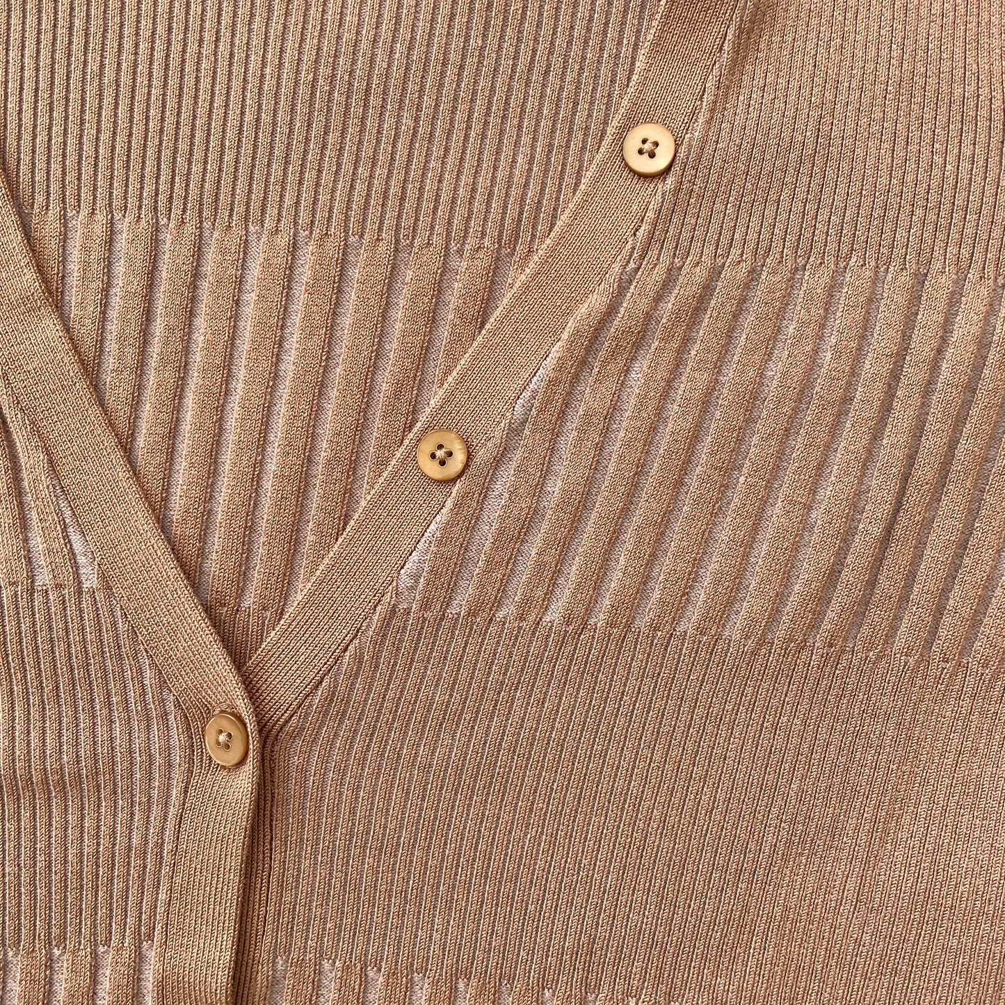 Tan L’Agence Ribbed V-Neck Cardigan - Large