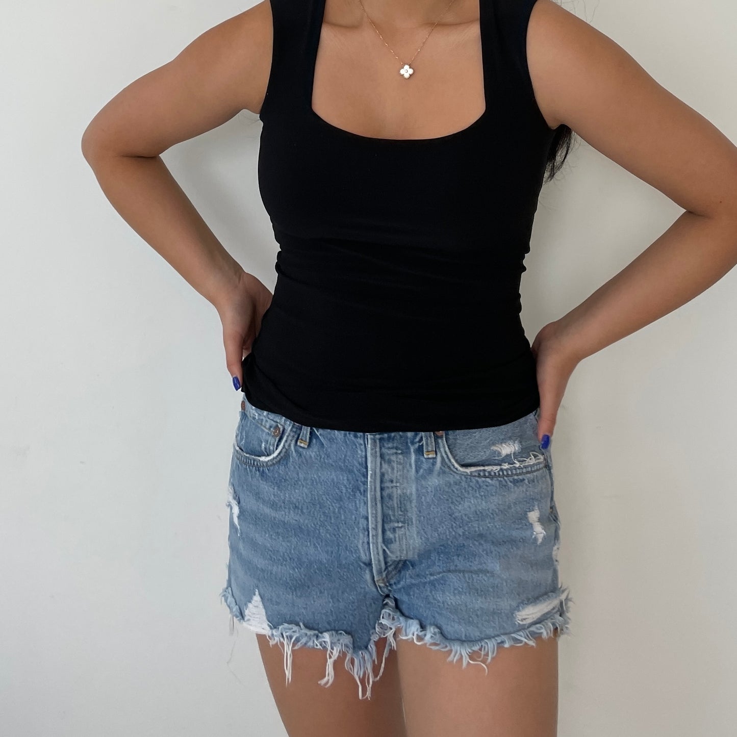 Forma Black Square Neck Sleeveless Top - X-Small