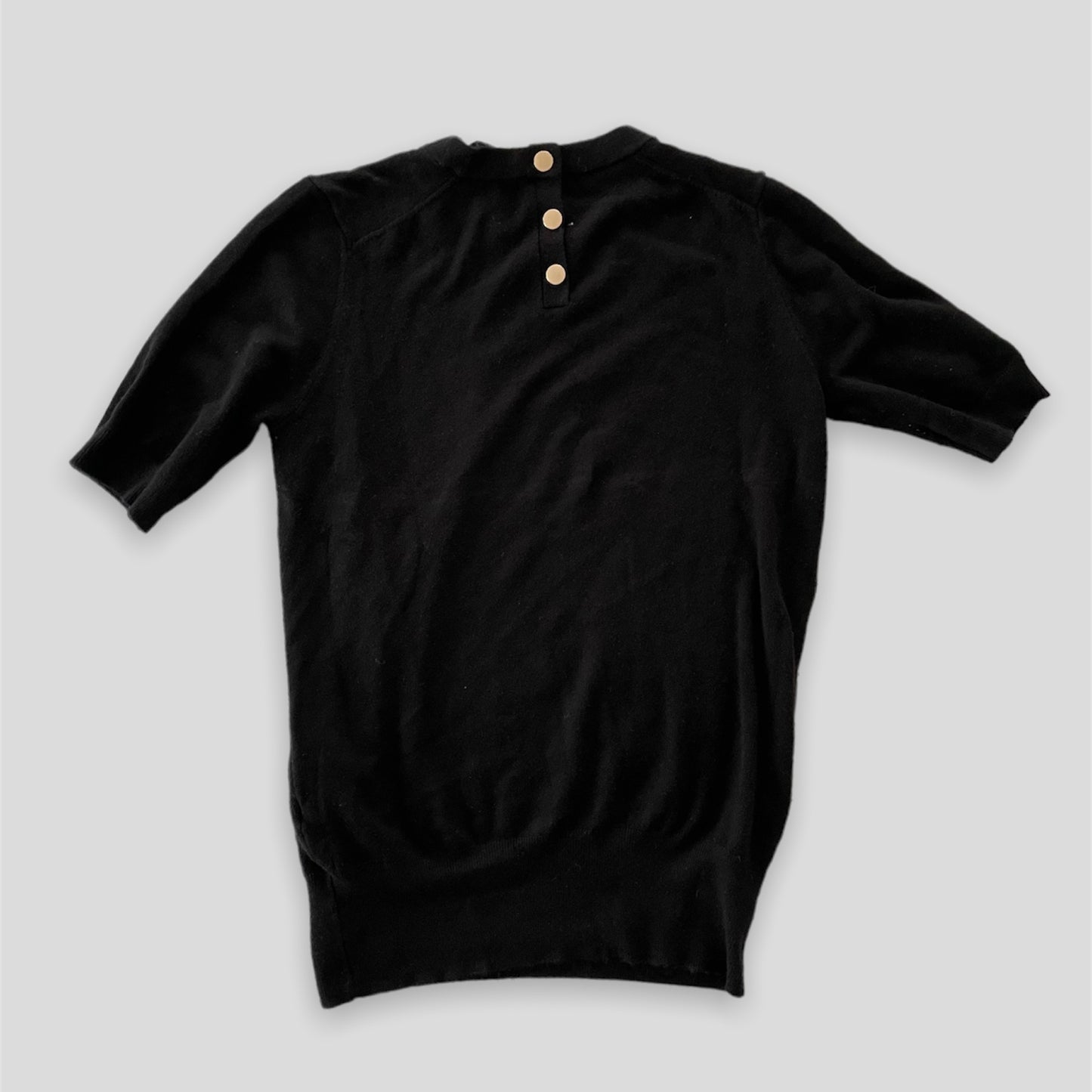 Zara Black Short Sleeve High Neck Knit Top