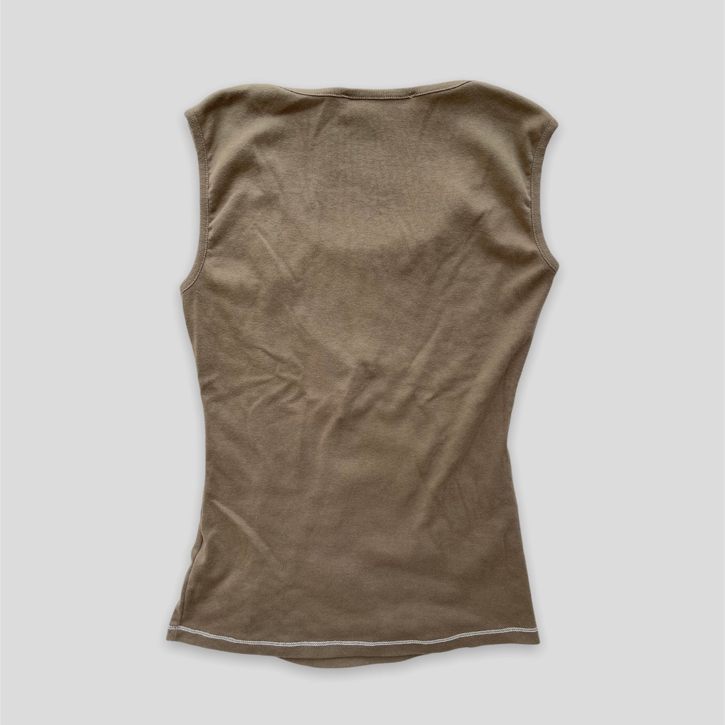 Beige Sleeveless Striped Top - Zoehify